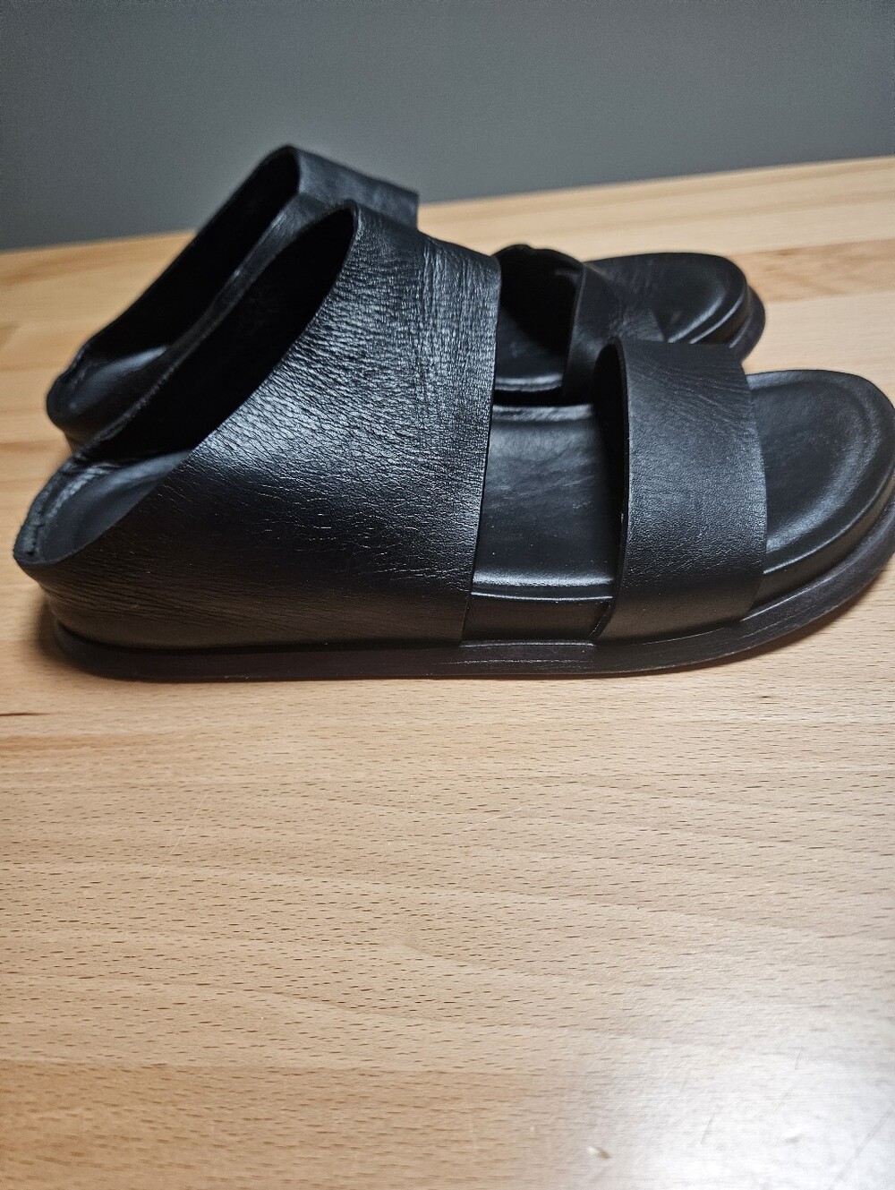 Wal & Pai Formosa Leather Slide Sandals Black 37 US 7 - Picture 2 of 7